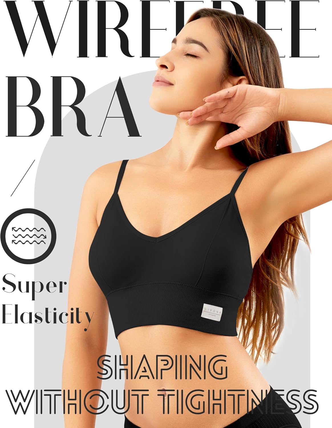 Livona 3 Pack Sports Bras for Women- Wireless Soft Workout Bra, Padded Fitness Bralette, Comfort Crop Cami Tank S-XXL - Image 2