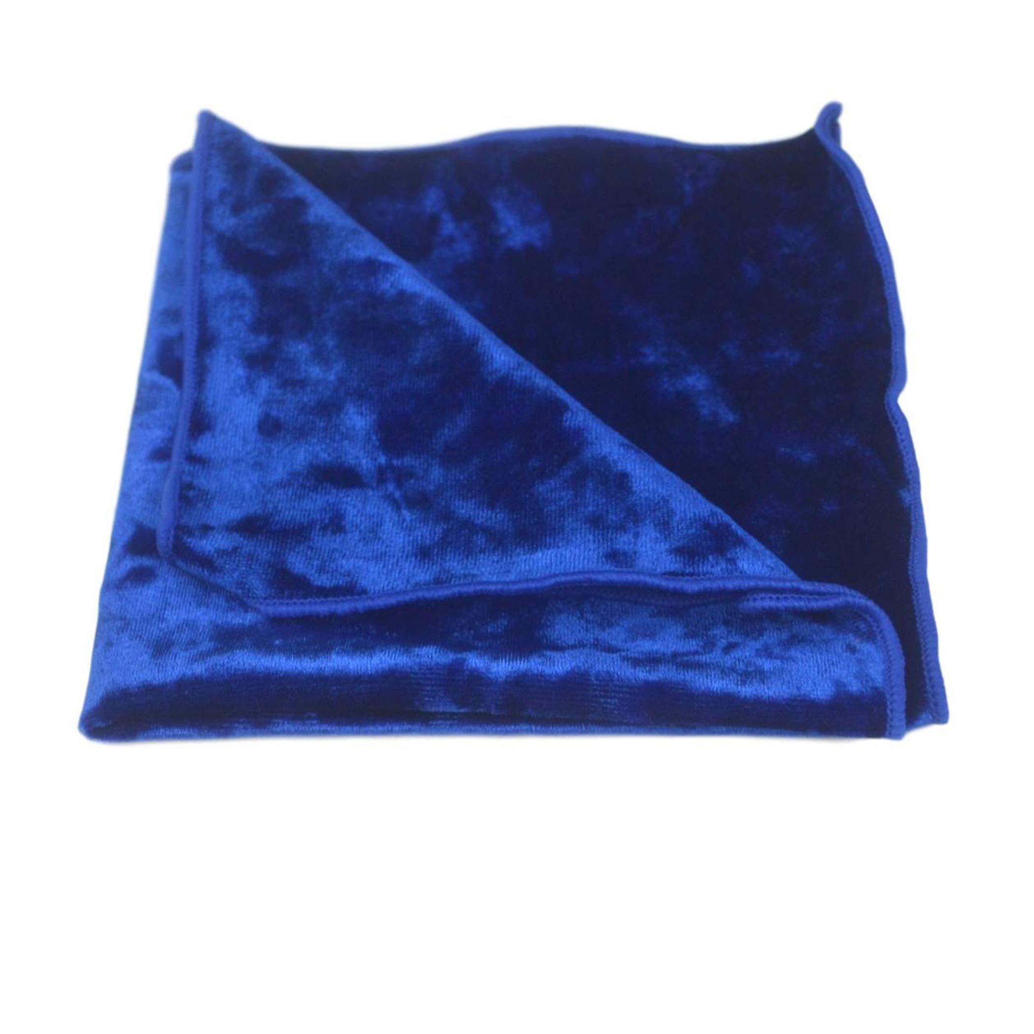 King & Priory Men's Blue Luxury Crushed Velvet Pocket Square, Handkerchief