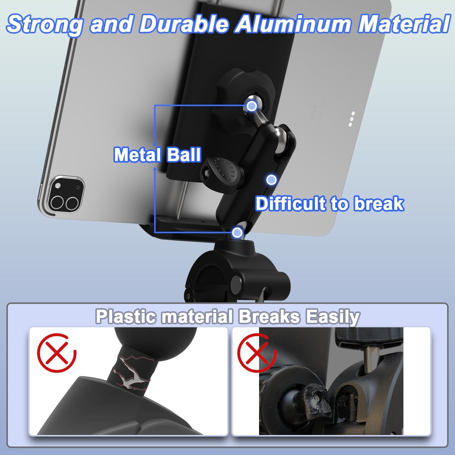 AboveTEK Support Tablette Ventouse, Support Tablette Réglable avec Grande Sticky Pad Support