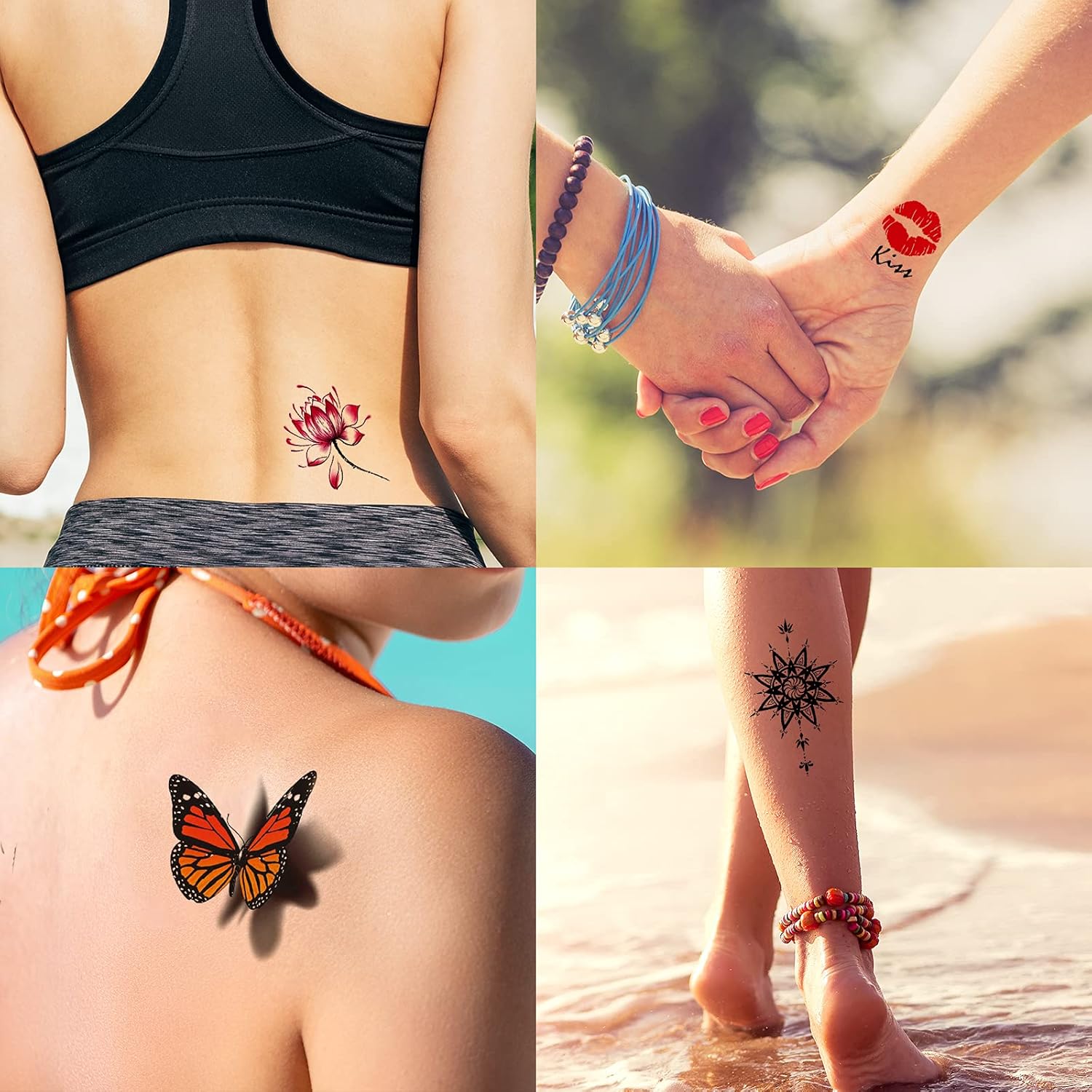 72 Sheets Temporary Tattoos for Women and Girls, Flower Tattoo Temporary, Butterfly Tattoos, Fake Black Tiny Temporary Tattoos Body Art Sticker : Beauty & Personal Care
