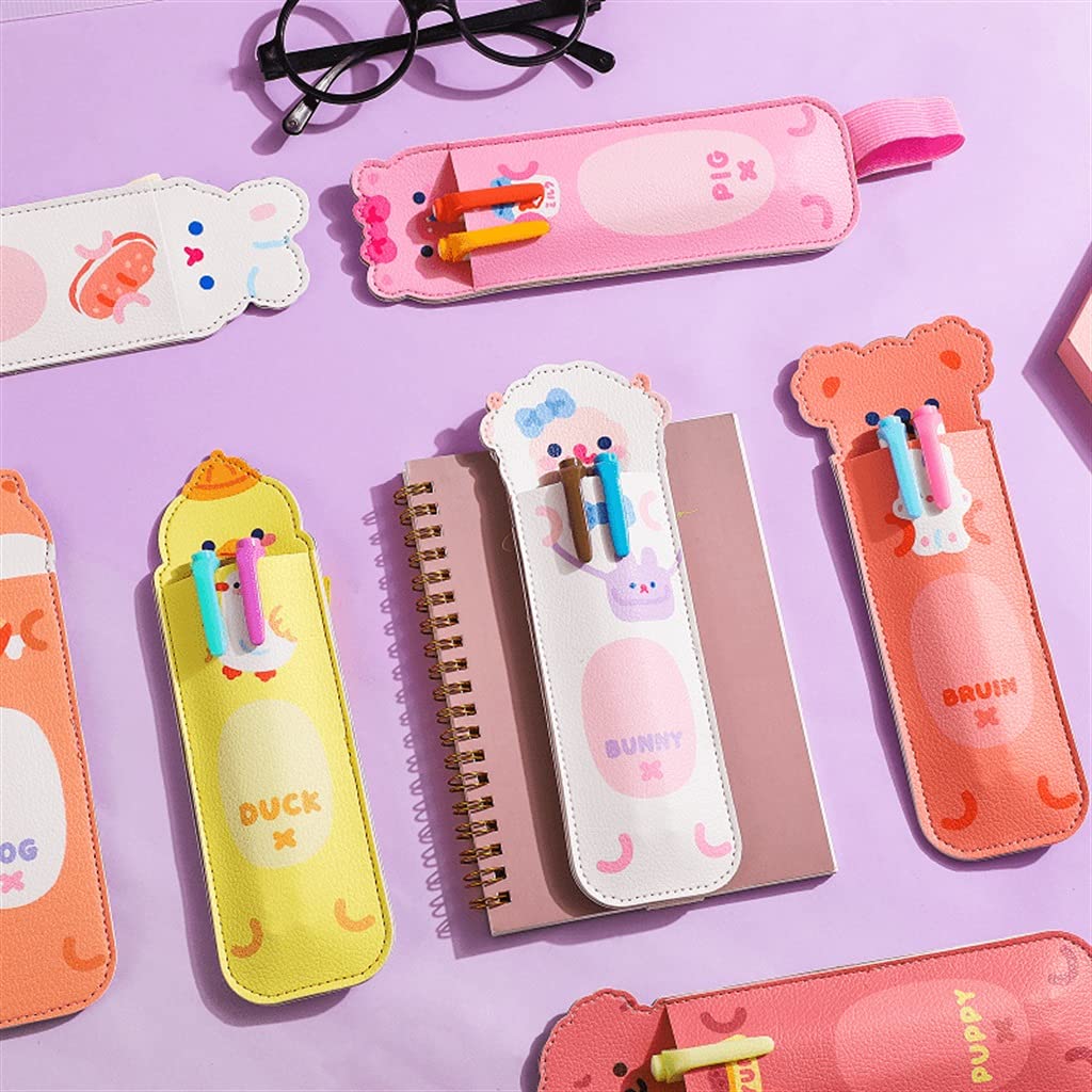 Astuccio con animali Kawaii - Astuccio semplice, portatile e carino per materiale scolastico - Chiusura con elastico