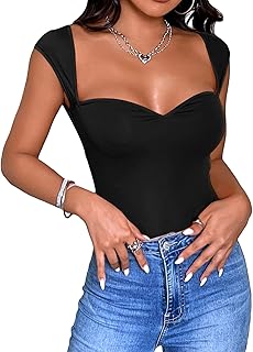 Verdusa Women's Sweetheart Neck Sleeveless Skinny Leotard Bodysuit Top