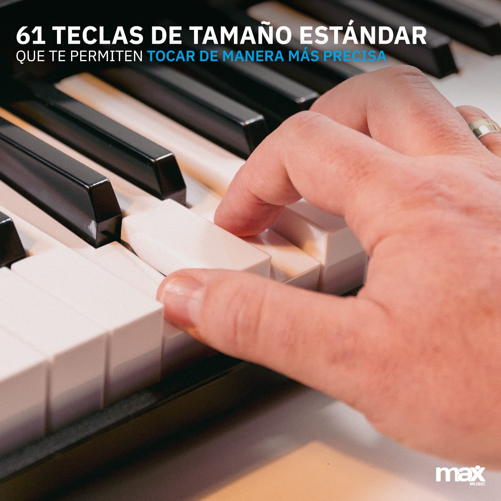 MAX KB4 Teclado Piano 61 teclas, con Pantalla LCD, Función de Grabación, 2 Altavoces Integrados, Salida de Auriculares, Entrada de Micrófono y Audio, Teclado Piano Principiantes o Piano Infantil