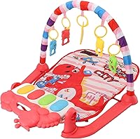 Vista 1 de Baby Gym Play Mat with Mirror Rattle, Early Education Toys for Infants, Tummy Time Activity Mat for Sensory Development