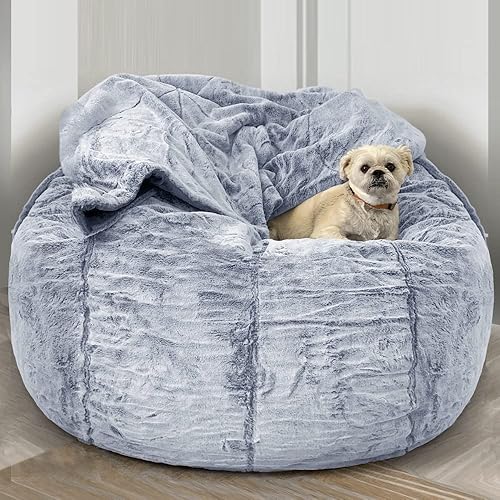 Miniatura 6 de Funda para sillones, 6 pies, redonda, gigante, perezosa, para sofá, cama, saco sin relleno, puf de terciopelo esponjoso, puf, asiento de suelo, puf,