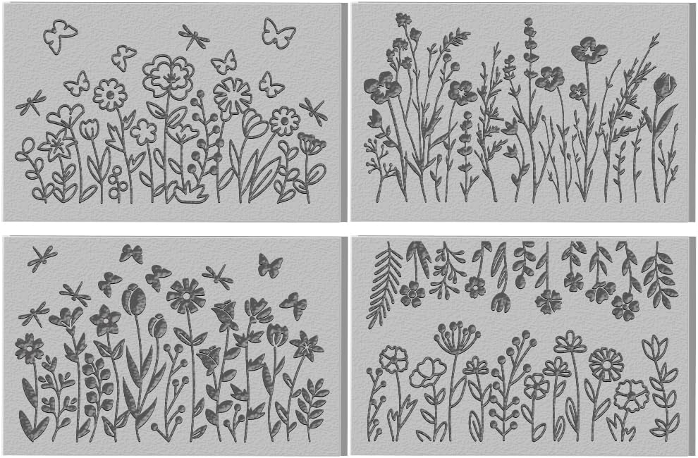 CHGCRAFT 4 Sheet Realistic Flowers Clay Texture Abstract Wildflowers Butterflies Polymer Clay Texture Sheets DIY Tools for Earring Jewelry Making, 3.9x2.6inch