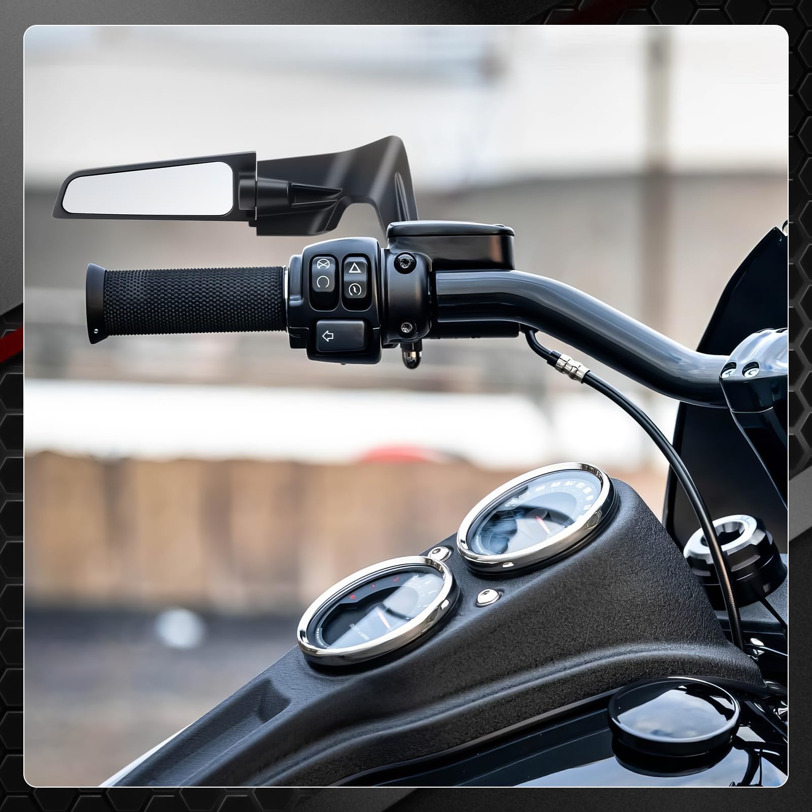 1 Paio Specchietti Moto Universali Specchietto Retrovisore Specchietto retrovisore Esterno di Ricambio a Forma di Ala da 10 mm/8 mm Filettatura, Specchietto Laterale i per Moto, Regolabile