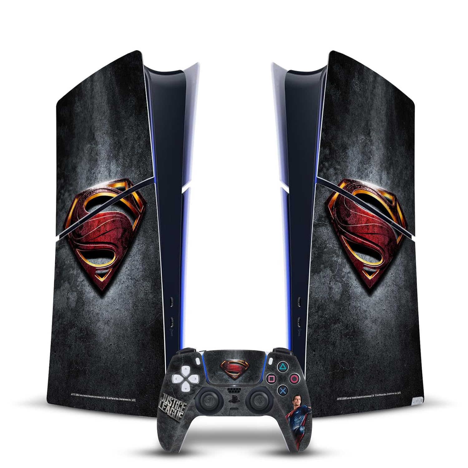 Head Case Designs Officially Licensed Justice League Movie Superman Logo And Character Art Vinyl Gaming Skin Decal Compatible With PlayStation 5 PS5 Slim Digital Edition Console & DualSense Controller