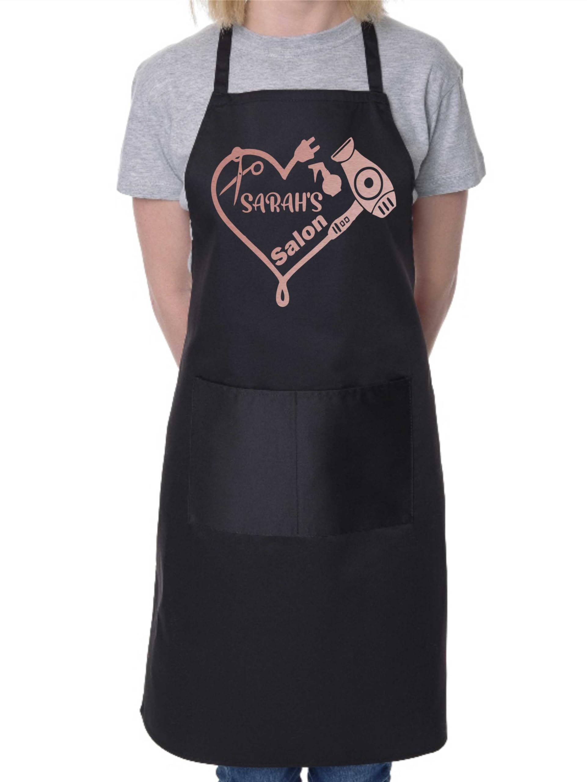 Print4U Personalised Apron Hairdresser Beauty Salon Your Name Here Work Gift Black