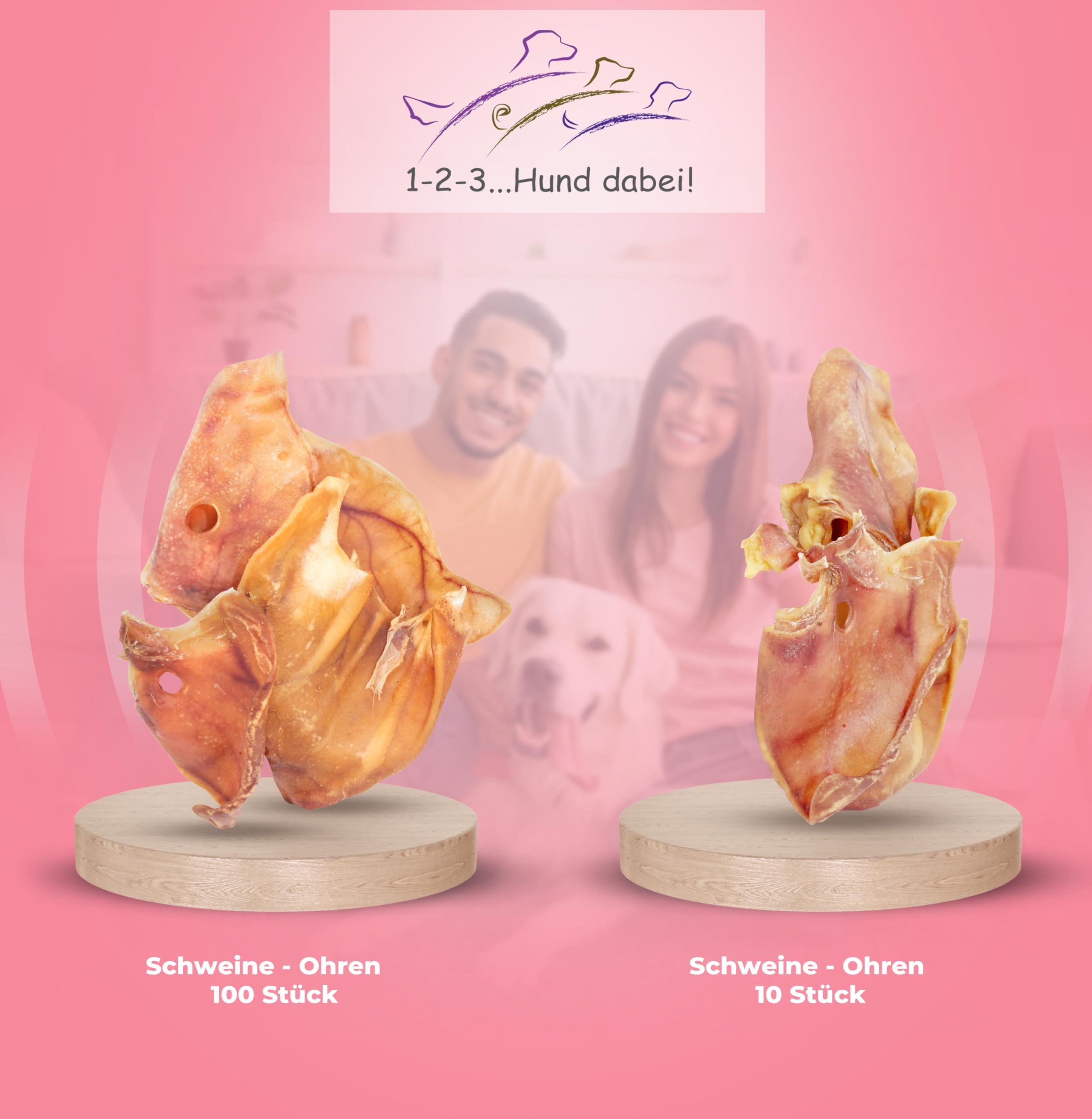 Oreilles de porc séchées naturelles pour chiens – 100 % pur plaisir de mastication, séchage à l'air libre, sans additifs – Friandise idéale pour le nettoyage des dents (100 pièces)