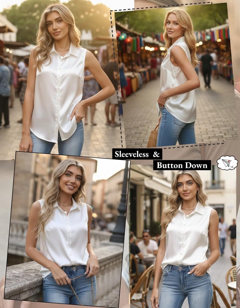 Zeagoo Womens Satin Blouse Sleeveless Silk Tank Tops Button Down Shirts Business Casual Outfits 2026 - Image 5
