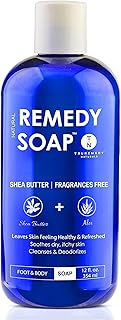 Truremedy Naturals Shea Butter - No Fragrance Body Wash for Men and Women - Hydrating and Soothing Shower Gel Rosemary, Jojoba, Aloe - 12 oz - Moisturizes