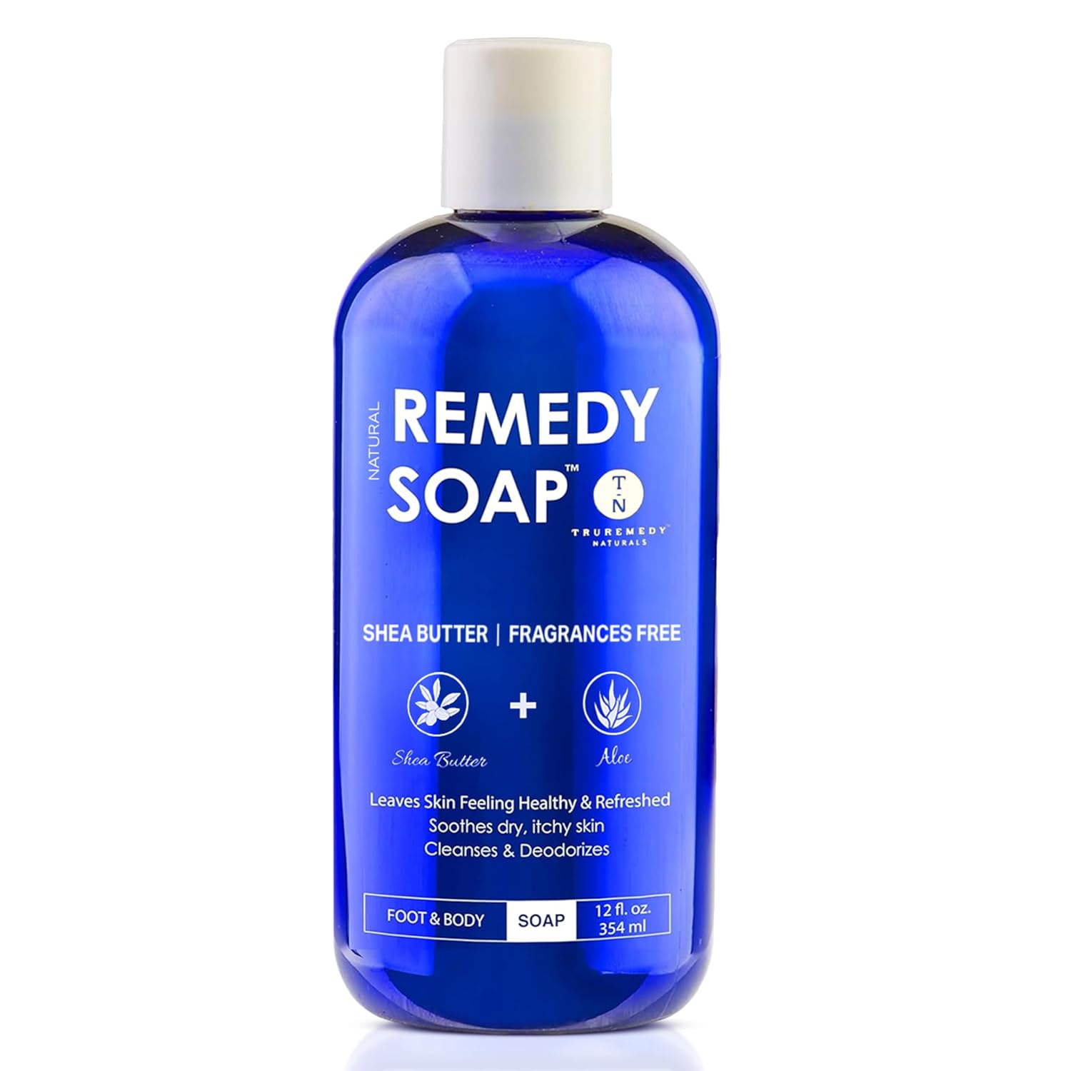 Truremedy Naturals Shea Butter – No Fragrance Body Wash for Men and Women – Hydrating and Soothing Shower Gel Rosemary, Jojoba, Aloe – 12 oz – Moisturizes