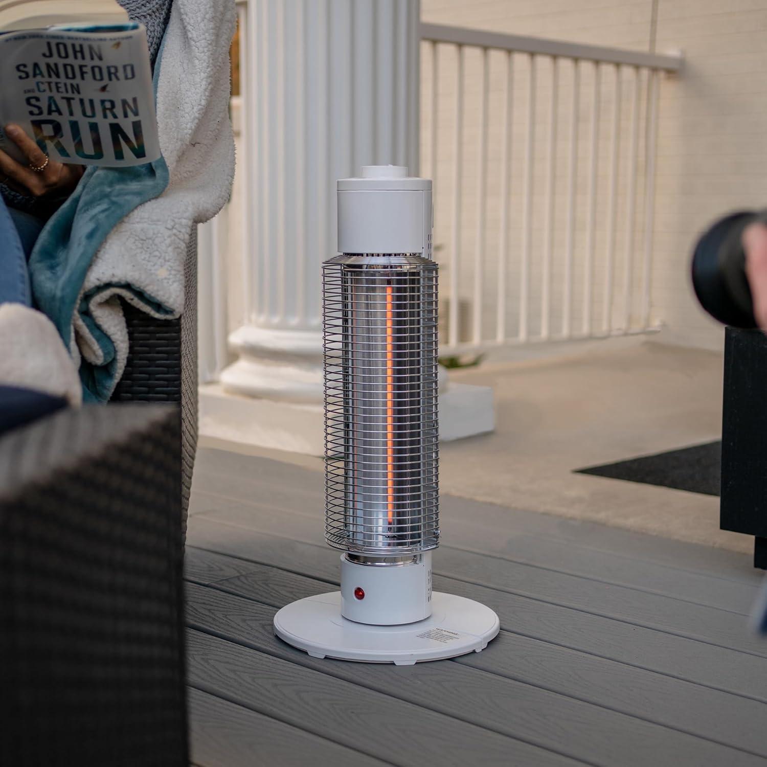 White Electric Infrared Tower Heater with Thermostat