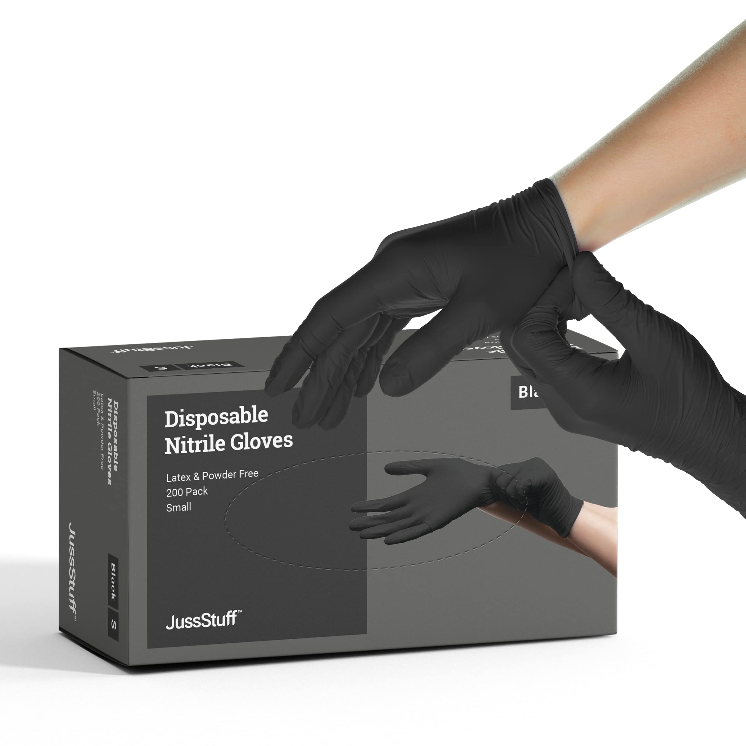 Black Nitrile Gloves Small, 200 Gloves Disposable Latex Free Powder Free Food Safe Gloves