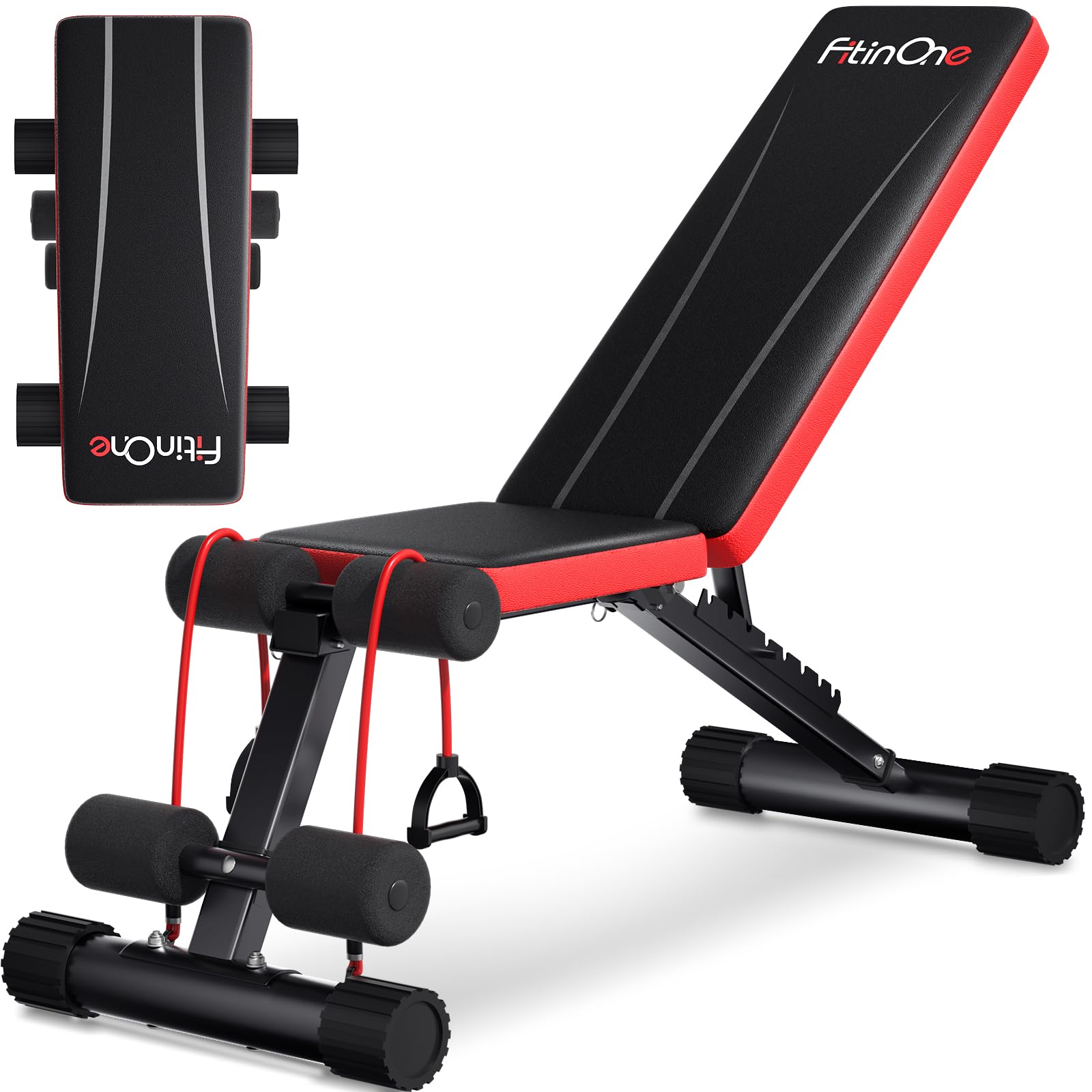 FitinOne Adjustable Folding Weight Bench for Home Gym, 660 lbs Capacity Multi-Functional Workout Bench Sturdy Durable for Full Body