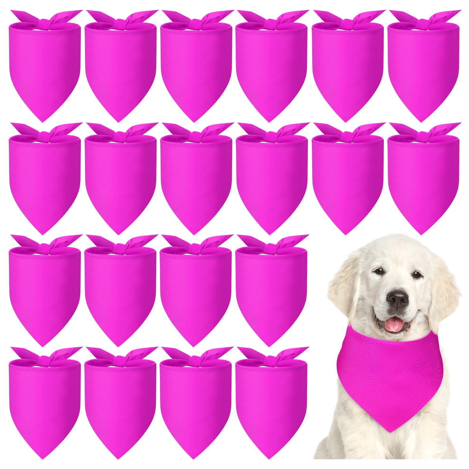 TPDRKOWJX Dog Bandanas， 20 Pcs Sublimation Blank Bandanas Plain for Dogs Heat Transfer Triangle Bibs DIY for Puppy Cat Pets Birthday Costume Accessories Party Decoration (Pink,Small)(Purple)