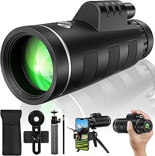 40×60 Monocular Telescope with Smartphone Adapter and Telescope Case High Powered Monocular, Compact Monocular for Wildlife, Hunting, Camping, Travel &Outdoor Adventures