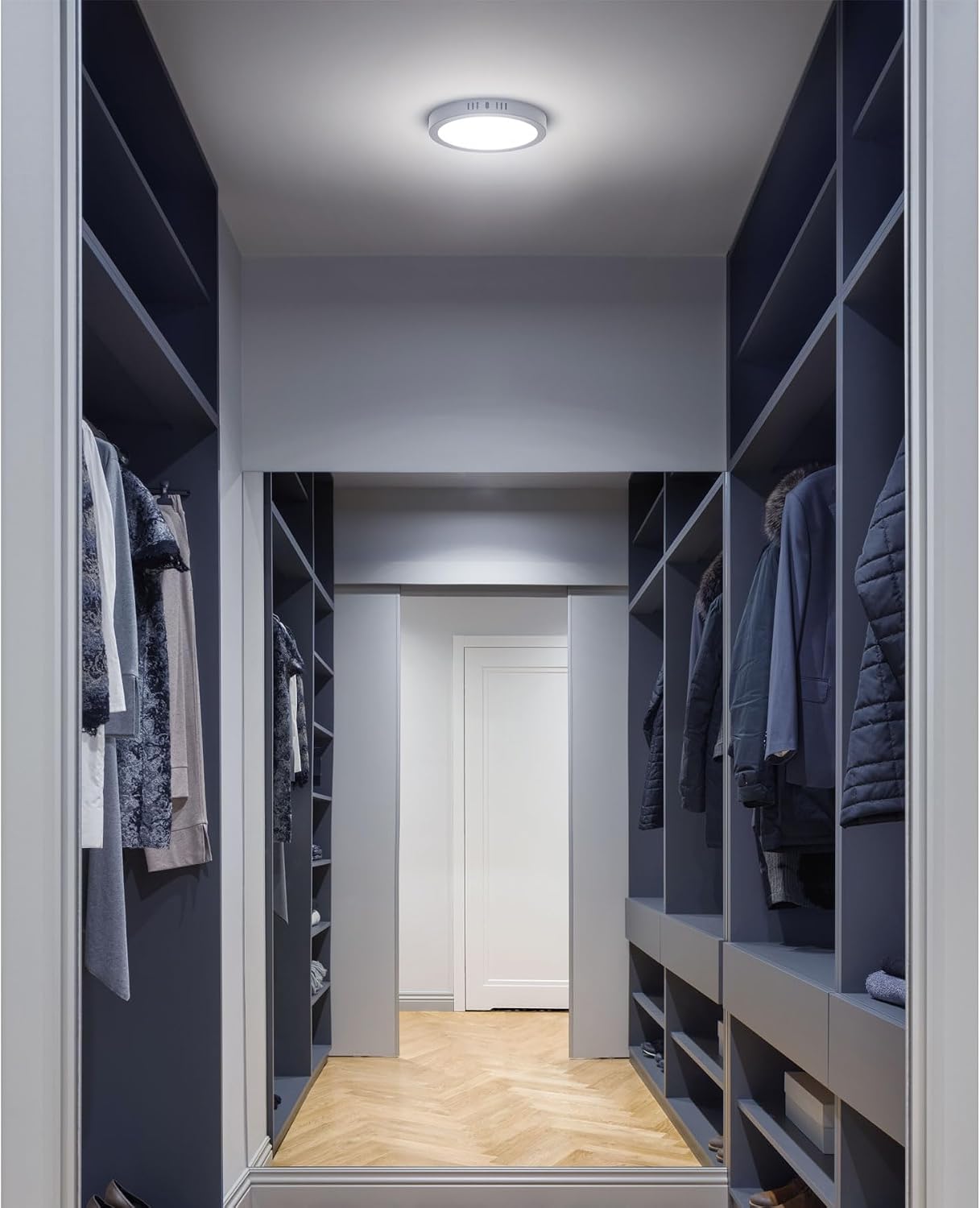 Round ceiling, modern, 12 W, 6500K, LED, gray