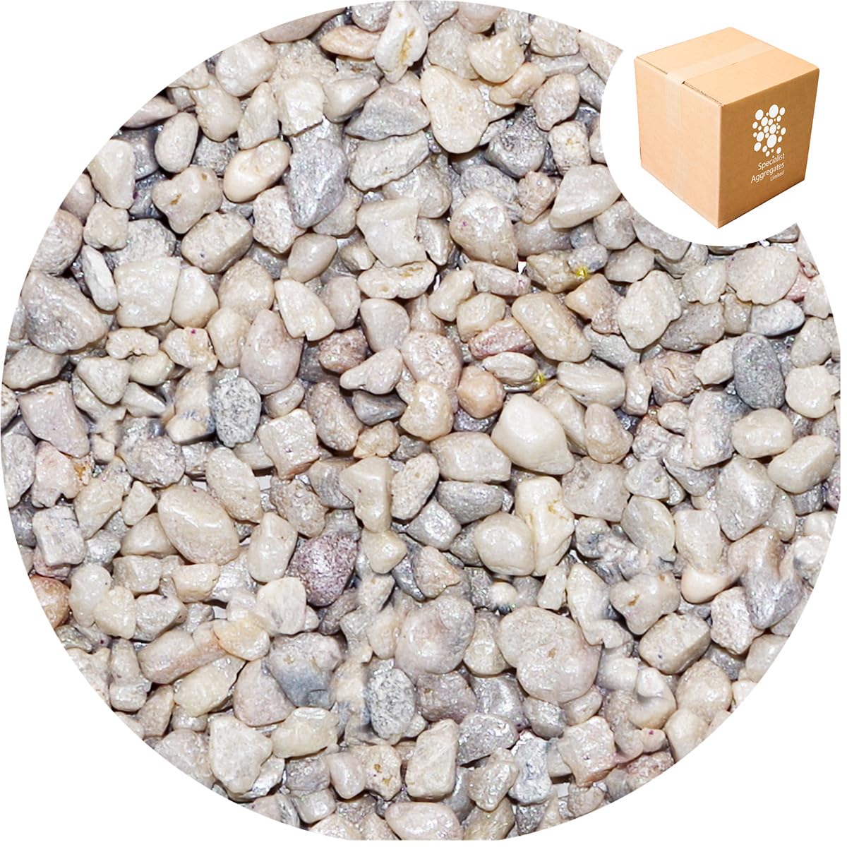 Specialist Aggregates ® - 4Kg Fish Tank Gravel - Pearlised Corenna White Decorative Gravel/Stones | Aquarium | Terrarium | Home | Garden | Vase | Art | Craft | 12 COLOURS | UK Manufacturer