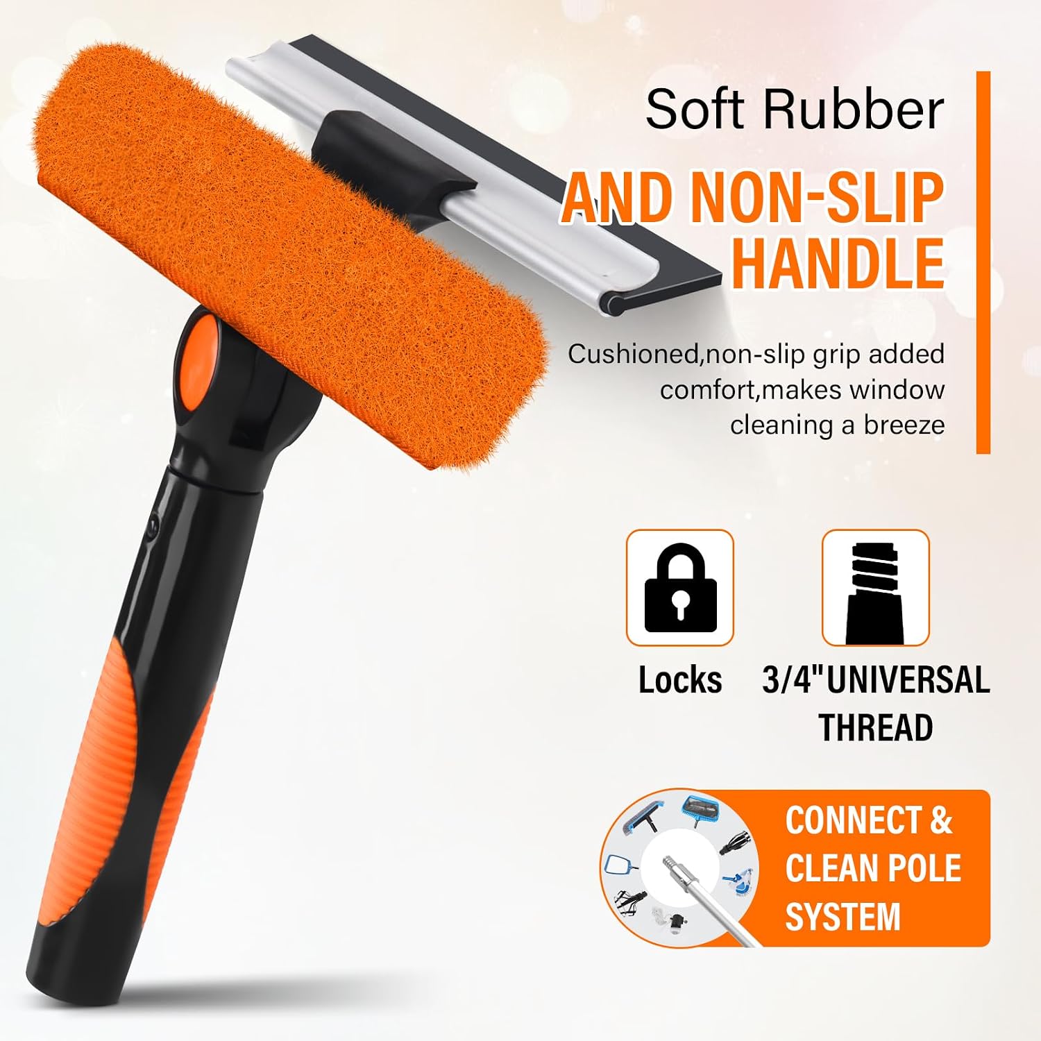 Window Squeegee Professional,2-in-1 Window Cleaning Squeegee Kit,Squeegees for Home Glass Doors,Car, Windows,Window Scrubber and Squeegee for Windows Cleaning