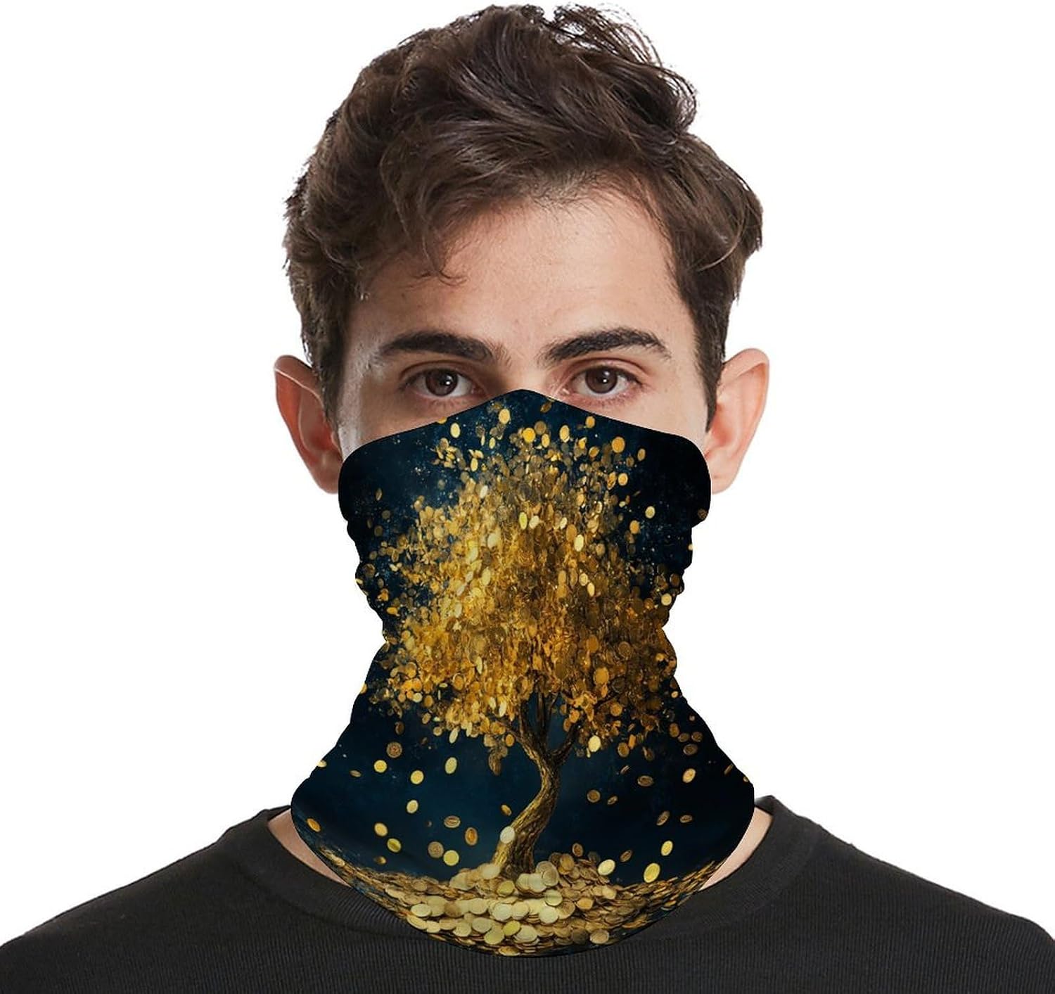 Luckying Golden Coin Tree Face Cover Neck Gaiters for Men Women Sun Protection Mask Scarf Hiking Bandana