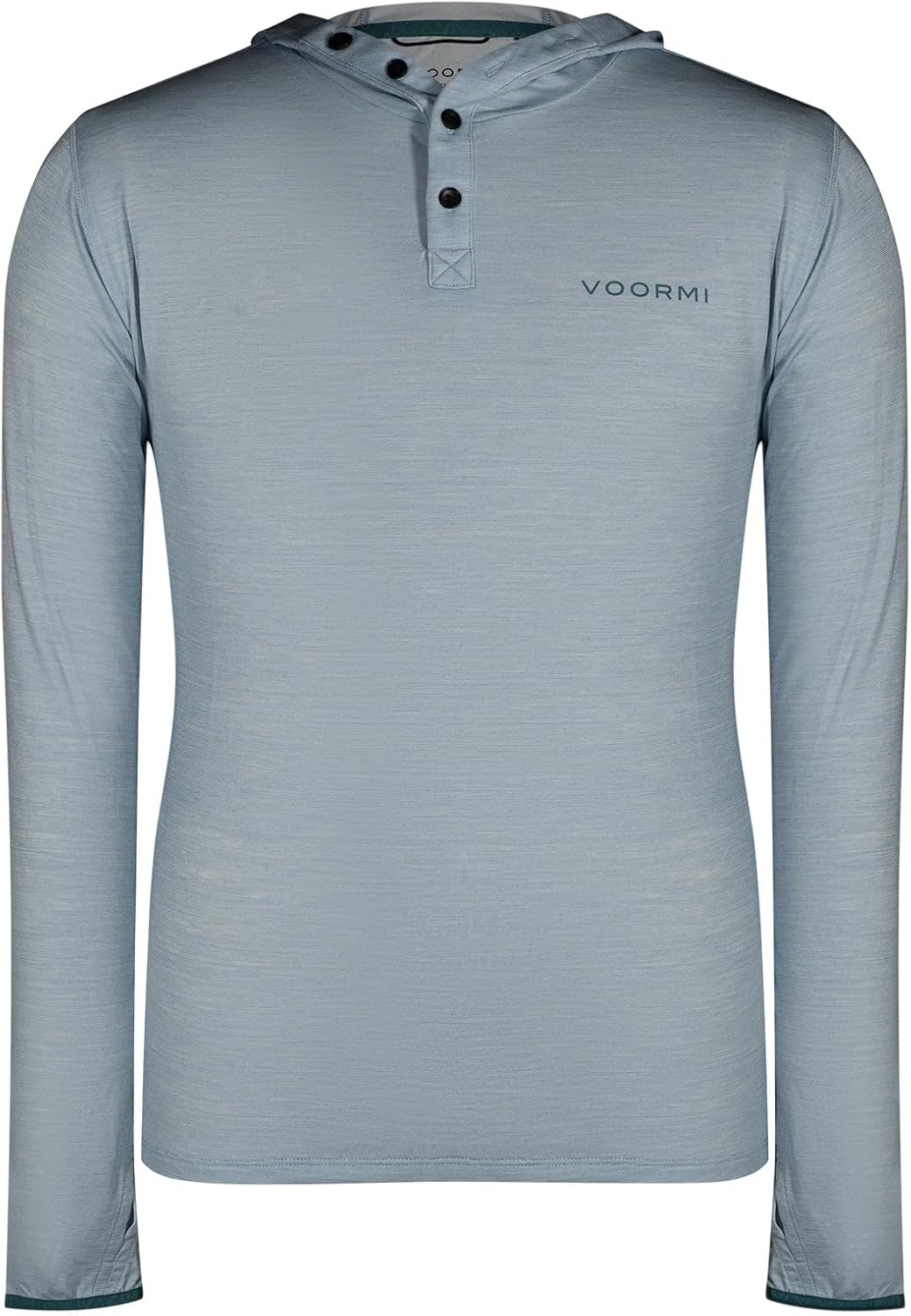 VOORMI Men's River Run Hoodie | DUAL SURFACE™ UL Wool | Lightweight, Sun & Wind Protection | Thumb Loops, Button Hood