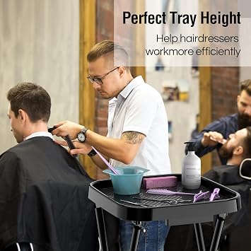 Folding Salon Tray, Salon Trolley, Salon Cart Tattoo Rolling Tray Station-Black