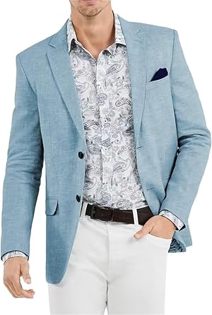 Men Suit Jacket Casual Linen Blazer for Wedding Prom Business Summer Suit Blazer Slim Fit Lightweight Sport Coats