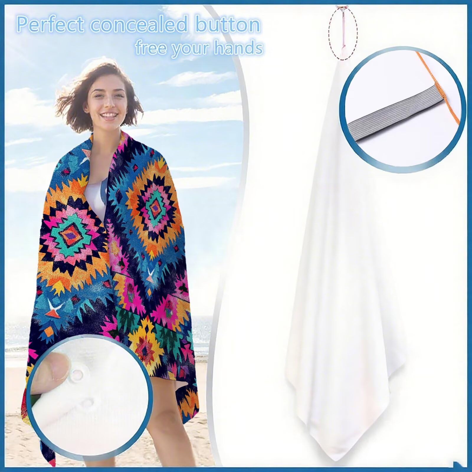 Mikrofaser Strandtuch 100x200cm, Böhmen Strandtuch Muster Saunahandtuc 2 Stück Stranddecke Sandfrei, Schnell Trocknendes, Saugfahiges Strandmatte, Sporthandtuch für Urlaub Schwimmen Camping OC-269