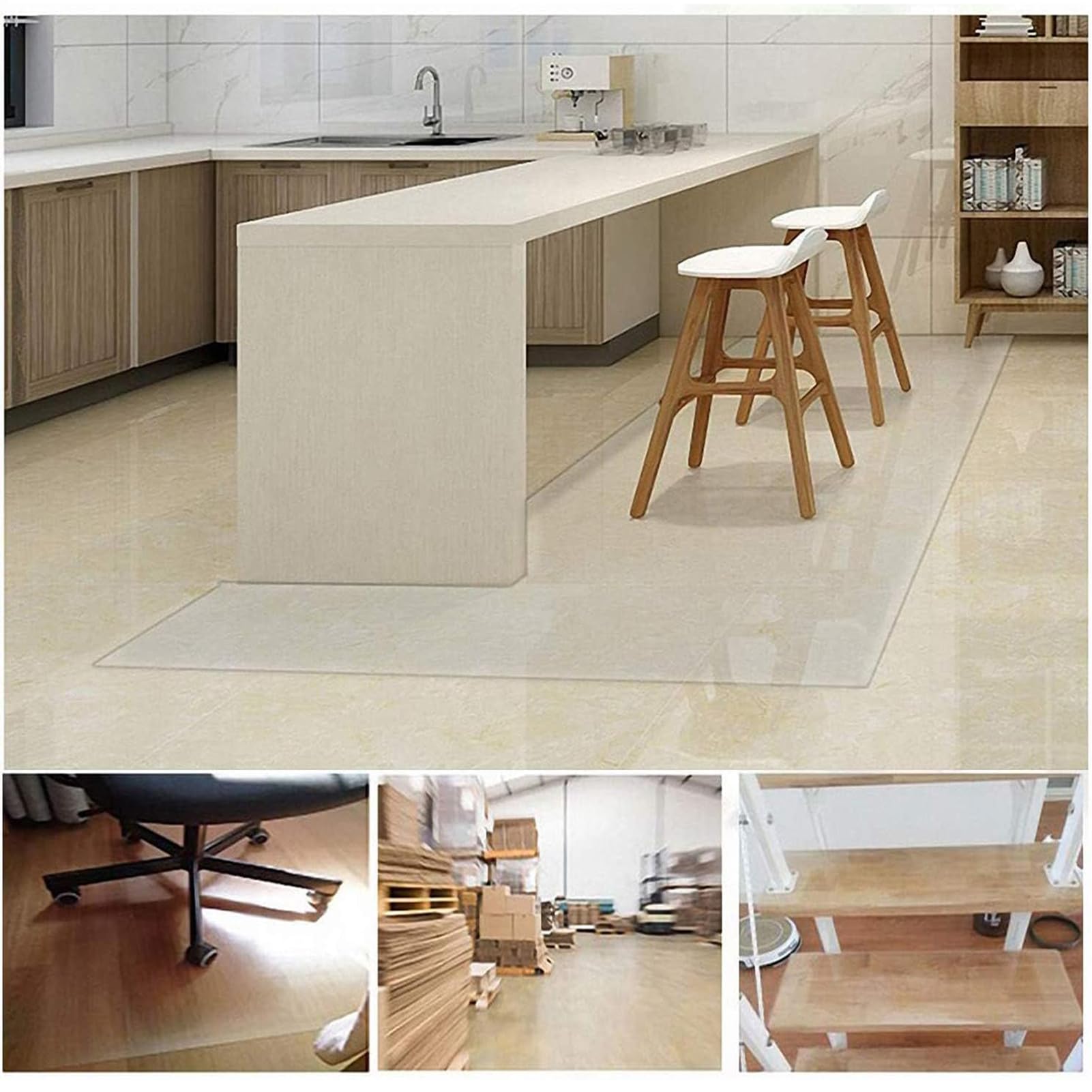 Tapete Transparente para Silla para Suelos Duros,Tapete Antideslizante para Parquet Protector de PVC Transparente de Madera para Silla de Oficina en casa (100x100cm)