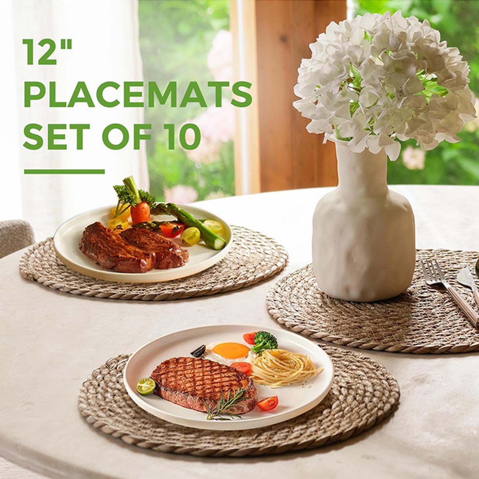 Tovaglietta In Rattan Set Di 6 Tovagliette In Rattan Naturale Intrecciato A | Sottopiatto Esterno Tavolo Giardino Patio per Cena Giardino Picnic Festa Spiagg