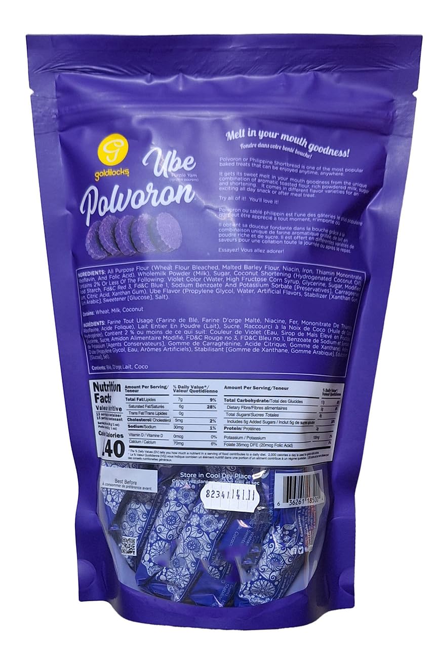 Goldilocks Ube (Purple Yam) Polvoron | Philippine Shortbread | 15 Oz per bag (420g) | 1 bag