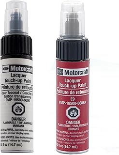 Genuine Ford Motorcraft Touch Up Paint Laser Lazer Red E9 & Clear Top Coat Two Bottle Kit