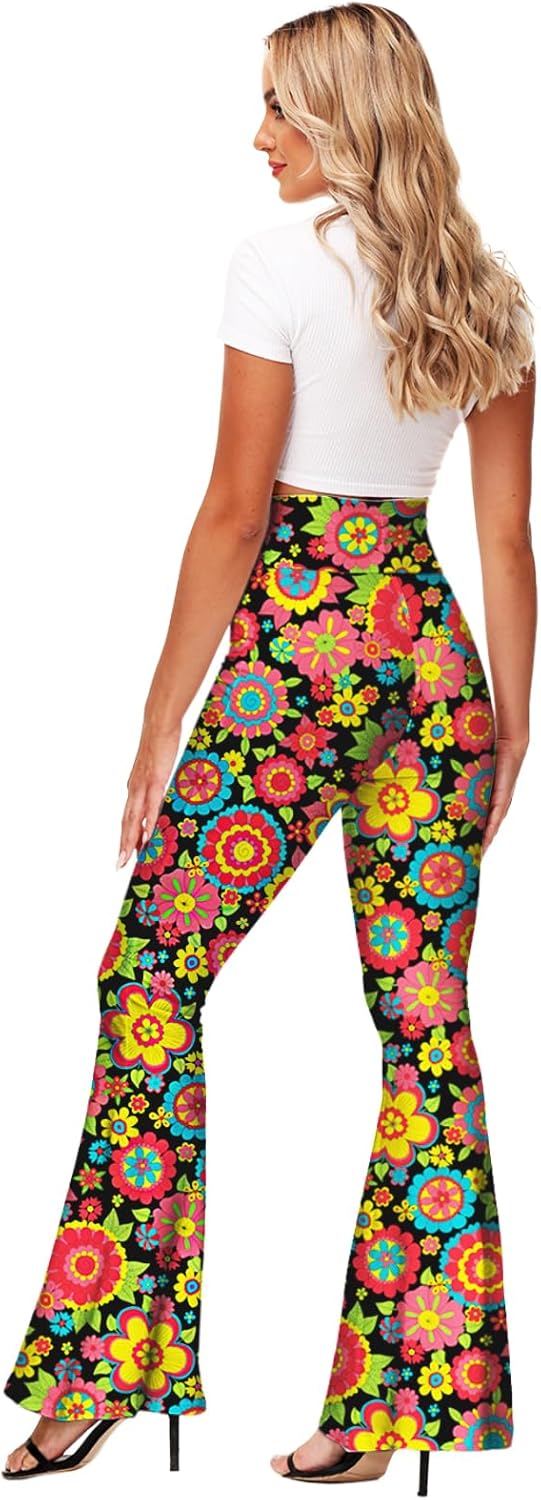 Deerose Women's High Waist Stretch Bell Bottom Slim-Fit Flare Leg Hippie Pants - Image 7