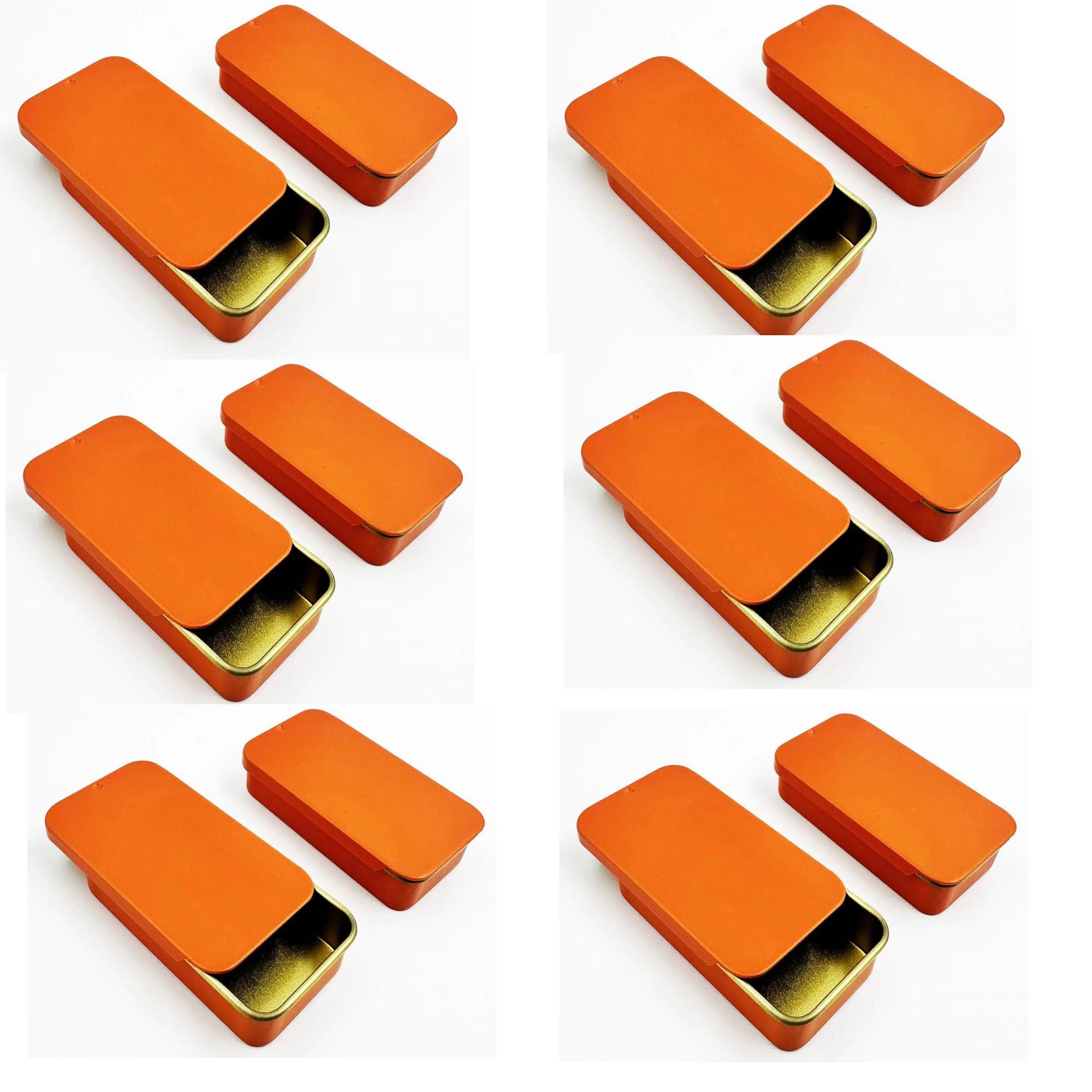 Hunky Dory 12pcs 10gram Orange Aluminium Small Slide Top Tin Lip Balm Rectangular Metal Tins Containers for Solid Perfume Lip Balm, Candies, Jewelry, Crafts Pills, Storage Kit, Cosmetic & Beauty-image-49