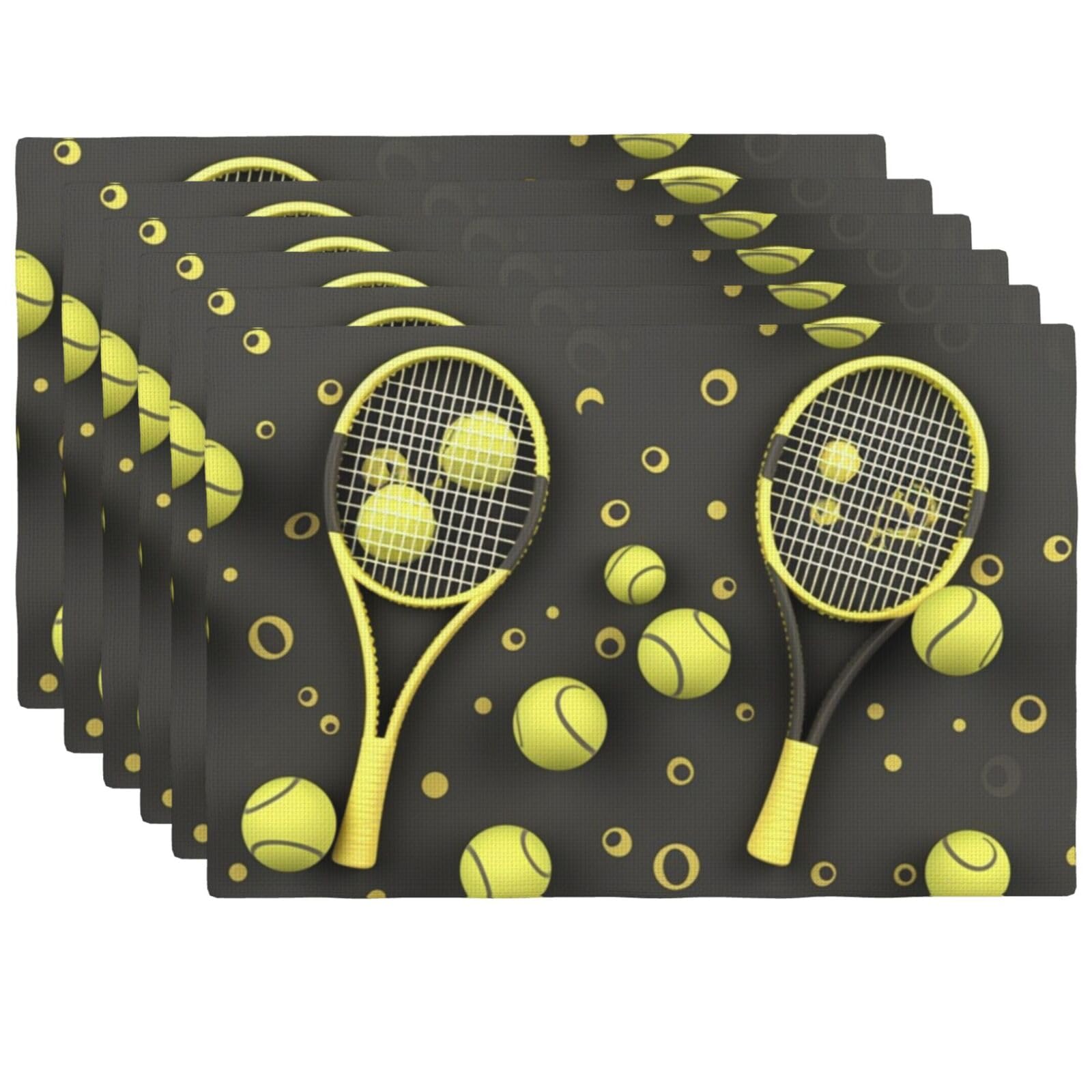 Set de table décoration cuisine lot de 6 sets lin motif tennis humour