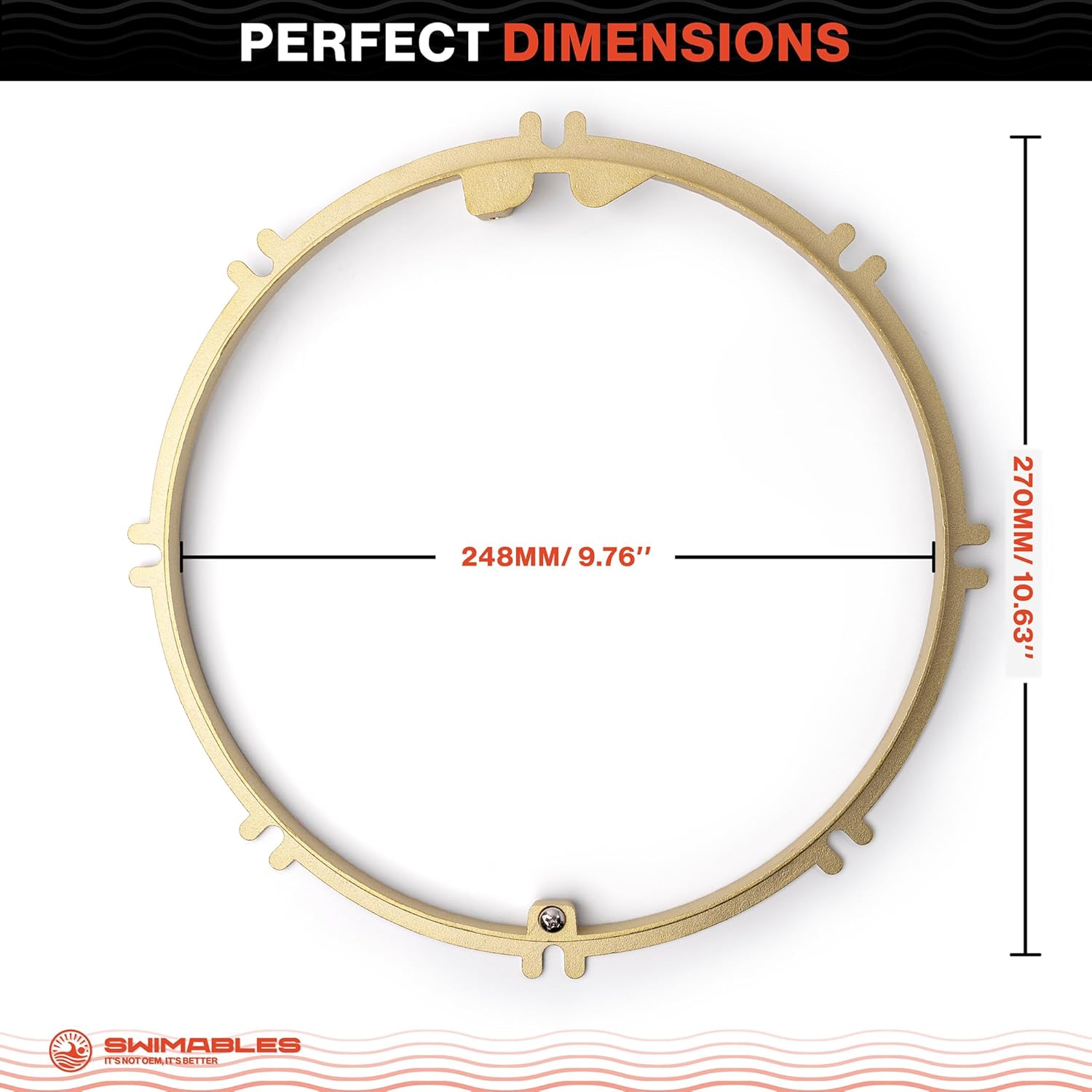 Swimables 79211600 Brass Pool Light Plaster Ring - Compatible with 10" Inground Pool Lights, Pentair Amerlite & IntelliBrite - Pool Light Ring Replacement for Concrete Niches & Gunite Installations