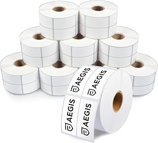 2" X 1" (2-Up) Direct Thermal Labels (26000 Count, 10 Rolls with 1" Core) | Barcode Stickers, Inventory and SKU Labels - Compatible With Zebra Printers, NOT Rollo Compatible - Aegis Adhesives