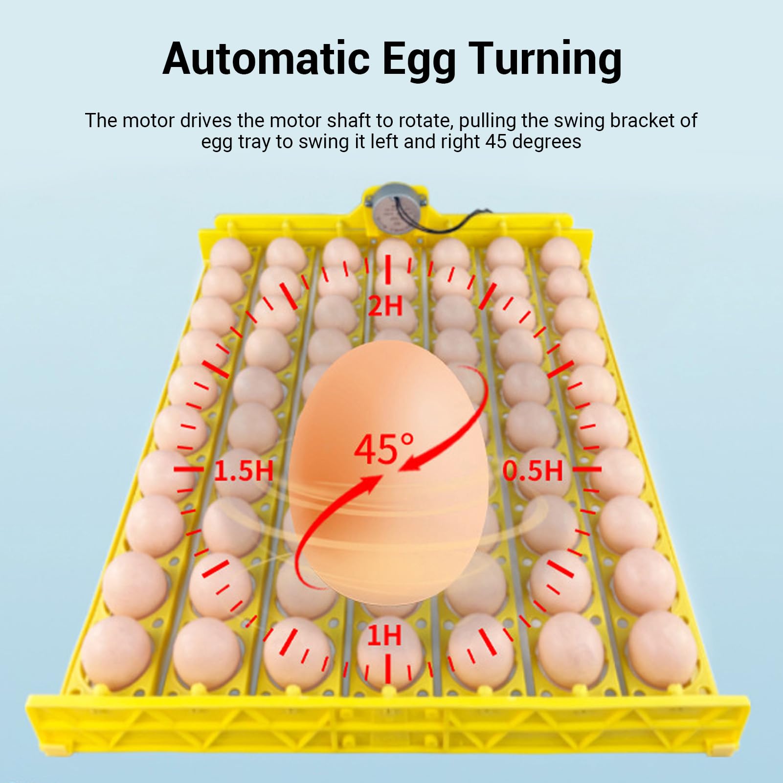 Fdit Vestro Automatico della Rotazione delle Uova, Vassoio per Incubazione di Uova 70 Uova di Grande capacità di Cova Vassoio di Uova con Motore Incorporato per Le Anatre di Pollo