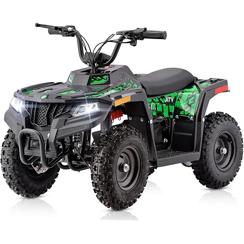 MOSTA Electric ATV for Kids, 500W Electric 4 Wheeler Off-Road Quad Vehicle, 15 MPH Four Wheeler with Dual Disc Brakes & Shock Absorbers (Green)