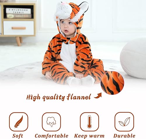 Miniatura 18 de TONWHAR Baby Boy's Girl's Animal Bodysuit Infant And Toddler's Romper Jumpsuit Halloween Costume Partywear Mono marrón