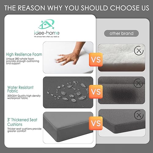 Miniatura 3 de idee-home Cojines de tumbona para muebles de exterior, cojín para silla de salón para patio al aire libre, cojines resistentes a la intemperie y a