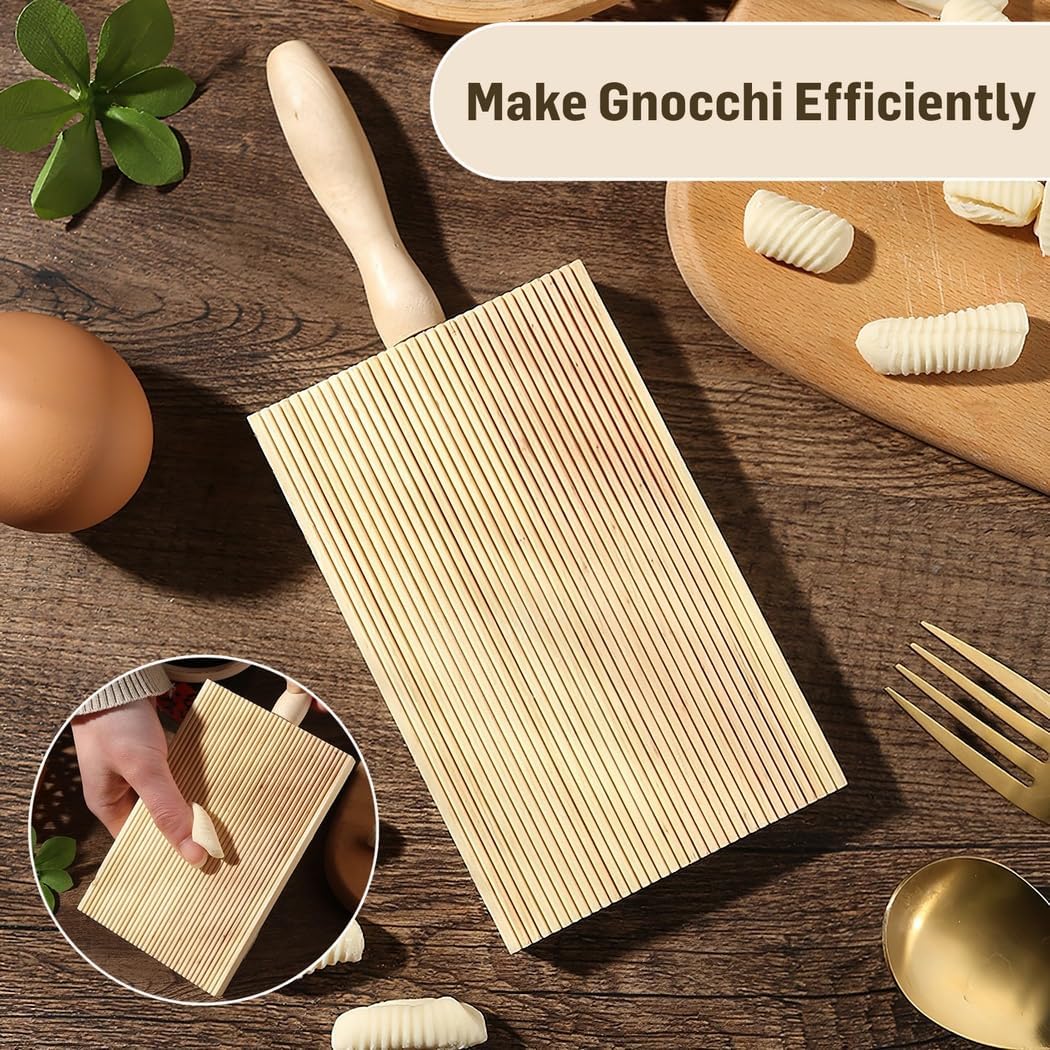 6-Piece Homemade Pasta Tool Kit, Includes Rollers, Ravioli Stamps, Gnocchi Board, And Cutter