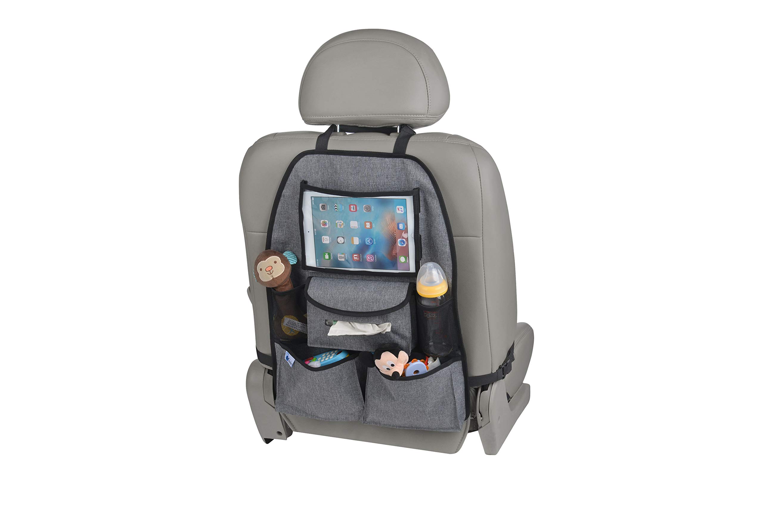ALTABEBE Deluxe Organisateur Siège Arrière de Voiture avec Poche pour Tablette, Gris Foncé