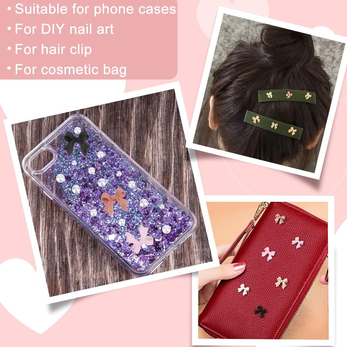 Huda Girl Cute Nail Art Stickers, 3D Bow Butterfly Pearl 2