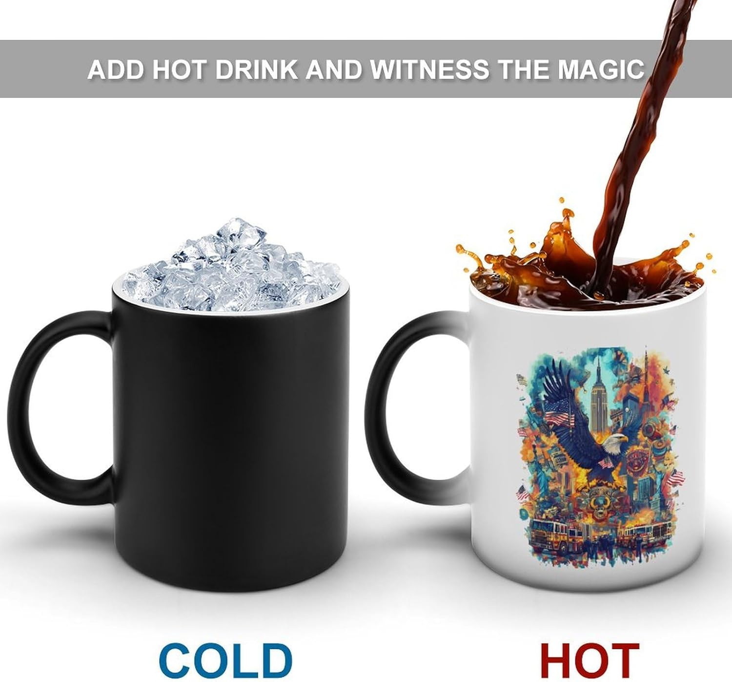 911 Remember U.S. Funny Color Changing Coffee Mug Ceramic Magic Cup Personalized Discoloration Tea Mugs