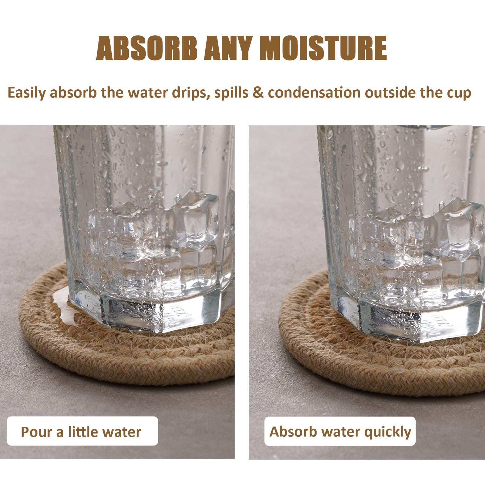 Boho Drink Coasters with Holder - Absorbent Cotton Set -4
