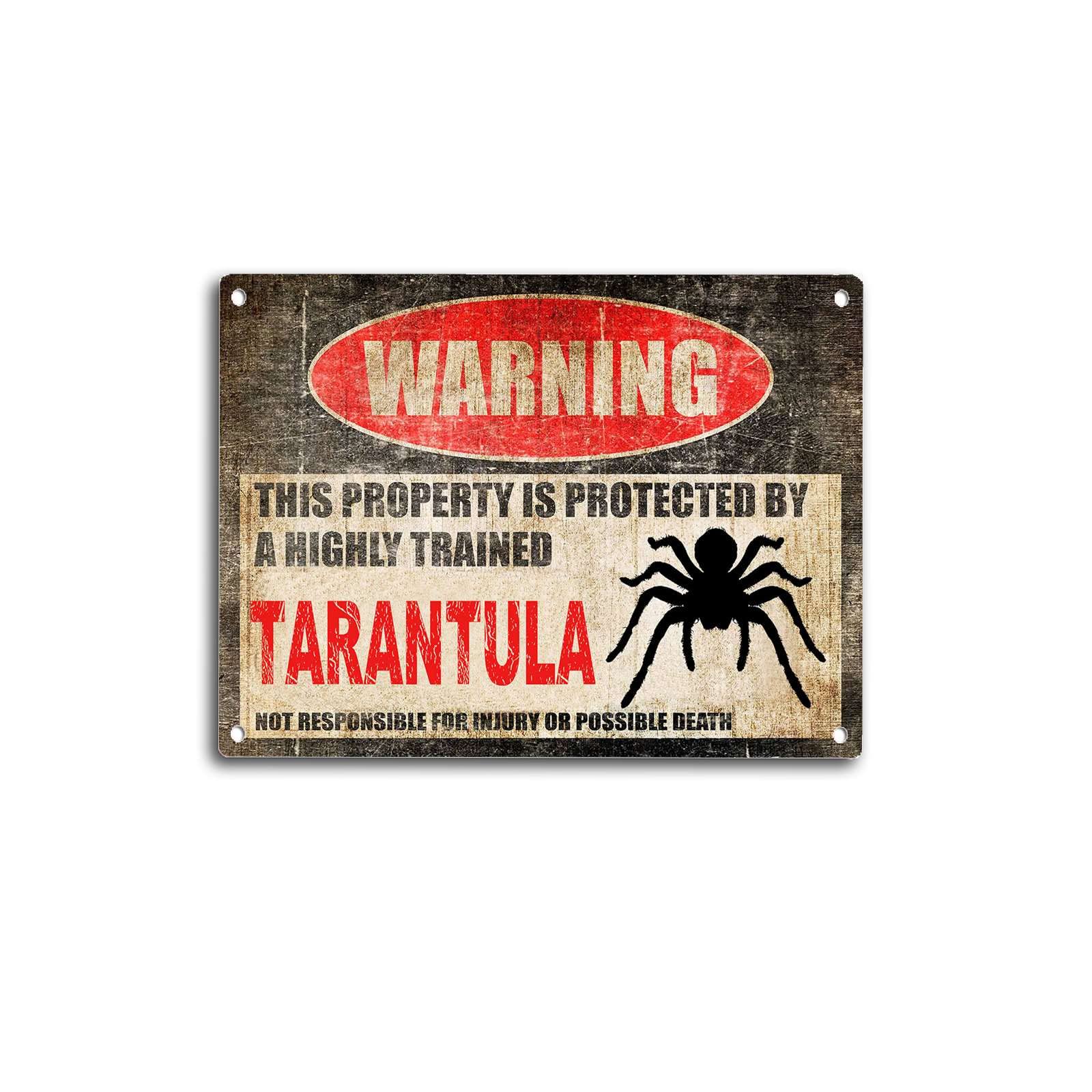 Preeklen Watch Out Tarantula Fence Tarantula Personalized And Funny Wall Art Decor Metal Tin Sign Courtyard Garage Bar Decor 8X12 Inch