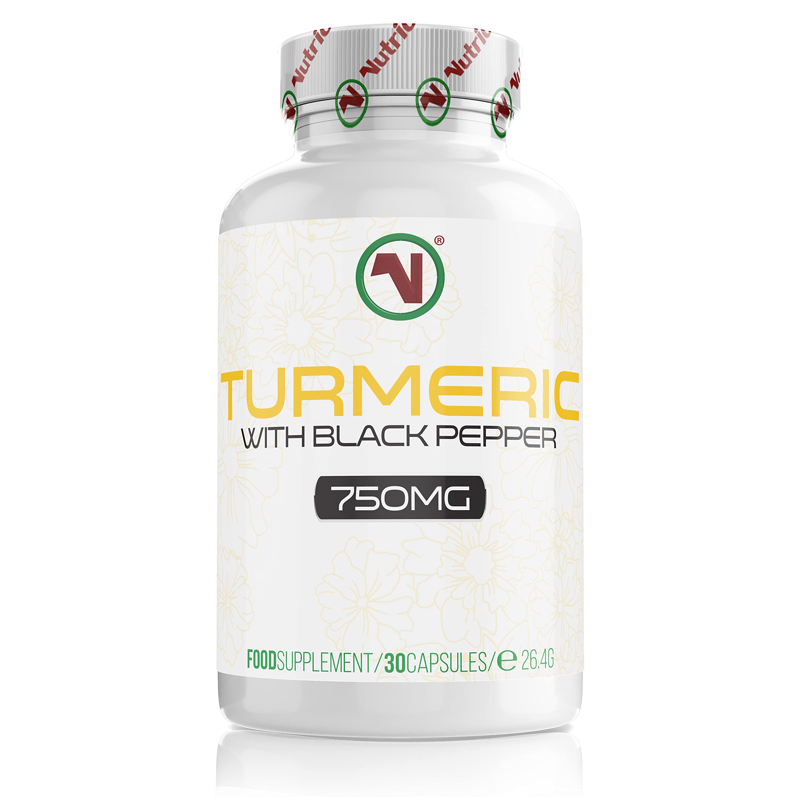 Nutriodol® Turmeric Capsules High Strength x 30 | Curcumin Turmeric and Black Pepper Capsules Vegan 750mg.